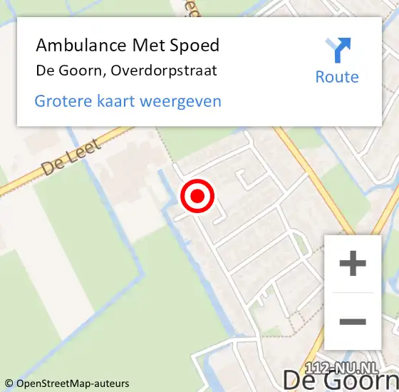 Locatie op kaart van de 112 melding: Ambulance Met Spoed Naar De Goorn, Overdorpstraat op 3 februari 2023 19:10