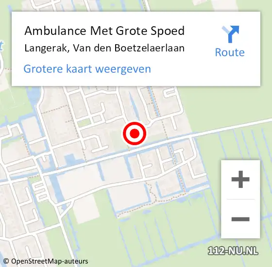 Locatie op kaart van de 112 melding: Ambulance Met Grote Spoed Naar Langerak, Van den Boetzelaerlaan op 3 februari 2023 20:07