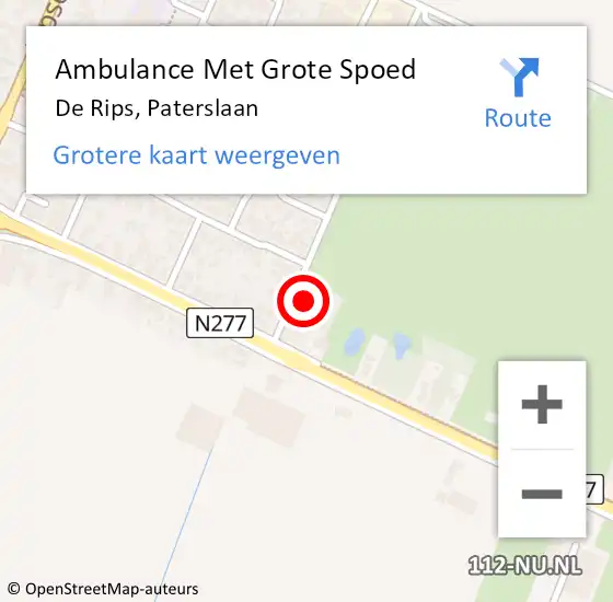 Locatie op kaart van de 112 melding: Ambulance Met Grote Spoed Naar De Rips, Paterslaan op 3 februari 2023 20:10