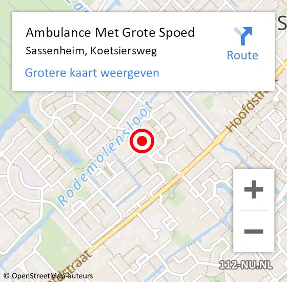 Locatie op kaart van de 112 melding: Ambulance Met Grote Spoed Naar Sassenheim, Koetsiersweg op 3 februari 2023 20:11