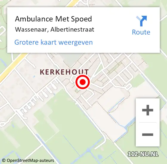 Locatie op kaart van de 112 melding: Ambulance Met Spoed Naar Wassenaar, Albertinestraat op 3 februari 2023 20:42