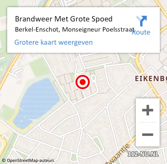 Locatie op kaart van de 112 melding: Brandweer Met Grote Spoed Naar Berkel-Enschot, Monseigneur Poelsstraat op 3 februari 2023 20:44