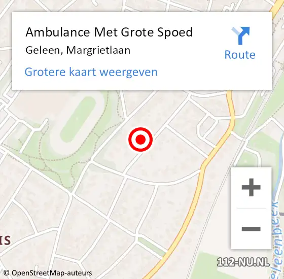 Locatie op kaart van de 112 melding: Ambulance Met Grote Spoed Naar Geleen, Margrietlaan op 14 augustus 2014 12:01