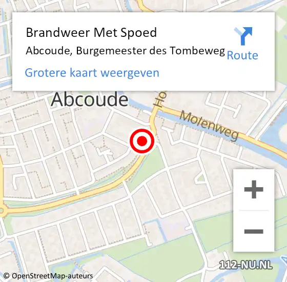 Locatie op kaart van de 112 melding: Brandweer Met Spoed Naar Abcoude, Burgemeester des Tombeweg op 3 februari 2023 21:34