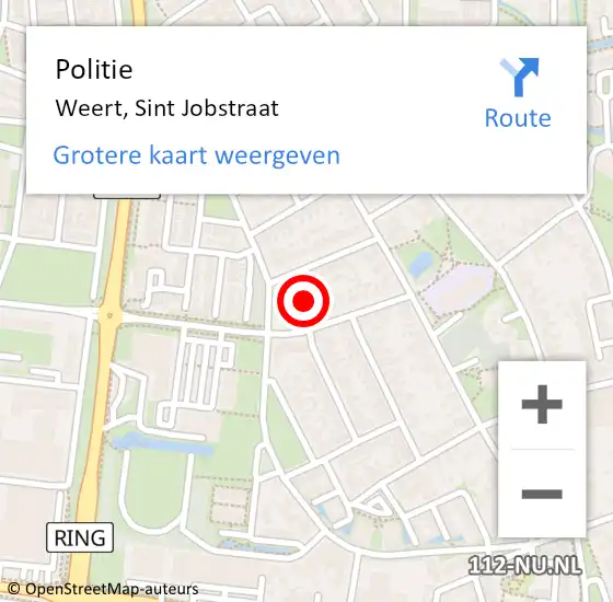 Locatie op kaart van de 112 melding: Politie Weert, Sint Jobstraat op 3 februari 2023 21:48