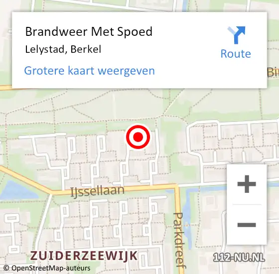 Locatie op kaart van de 112 melding: Brandweer Met Spoed Naar Lelystad, Berkel op 3 februari 2023 21:48