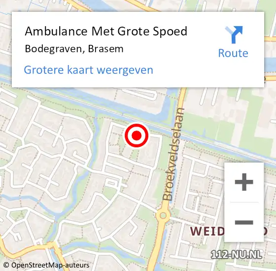 Locatie op kaart van de 112 melding: Ambulance Met Grote Spoed Naar Bodegraven, Brasem op 3 februari 2023 22:17