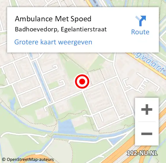 Locatie op kaart van de 112 melding: Ambulance Met Spoed Naar Badhoevedorp, Egelantierstraat op 3 februari 2023 22:35