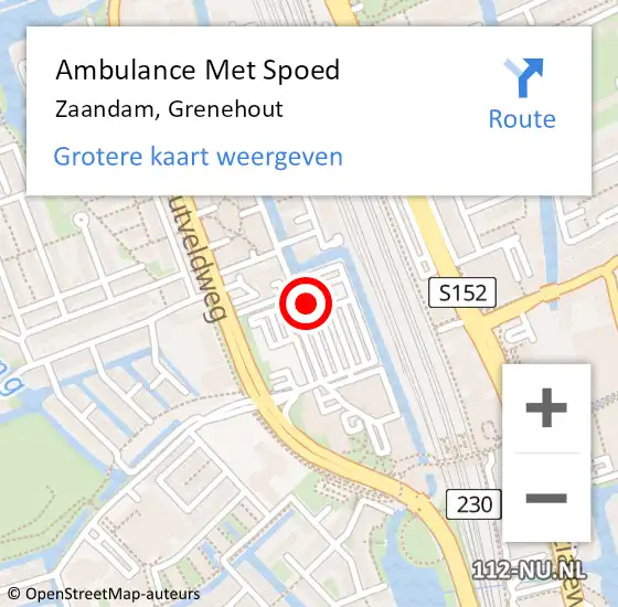 Locatie op kaart van de 112 melding: Ambulance Met Spoed Naar Zaandam, Grenehout op 3 februari 2023 22:51