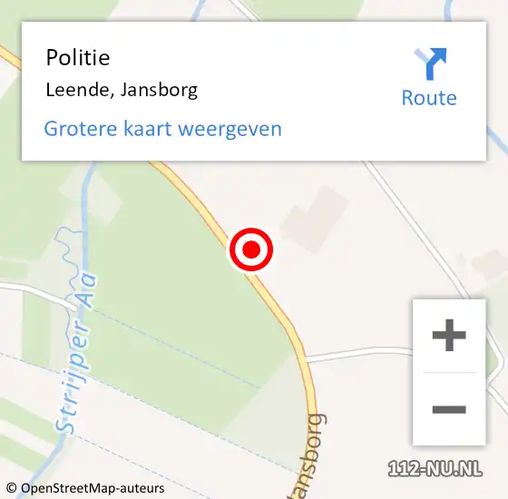 Locatie op kaart van de 112 melding: Politie Leende, Jansborg op 3 februari 2023 22:54