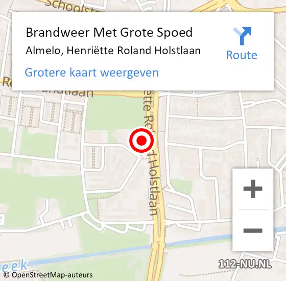 Locatie op kaart van de 112 melding: Brandweer Met Grote Spoed Naar Almelo, Henriëtte Roland Holstlaan op 3 februari 2023 23:02