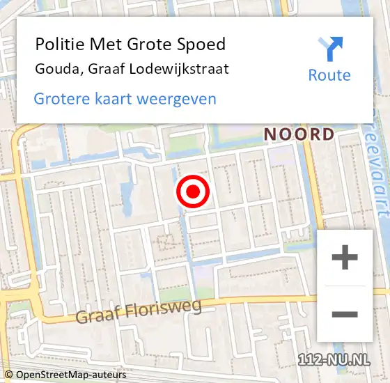 Locatie op kaart van de 112 melding: Politie Met Grote Spoed Naar Gouda, Graaf Lodewijkstraat op 3 februari 2023 23:07