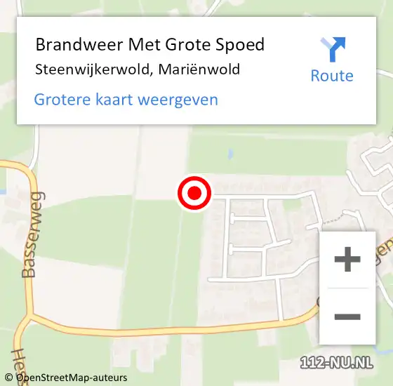 Locatie op kaart van de 112 melding: Brandweer Met Grote Spoed Naar Steenwijkerwold, Mariënwold op 3 februari 2023 23:20