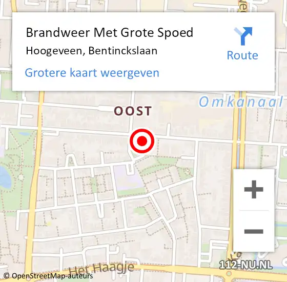Locatie op kaart van de 112 melding: Brandweer Met Grote Spoed Naar Hoogeveen, Bentinckslaan op 3 februari 2023 23:21