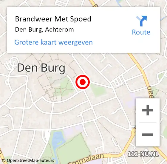 Locatie op kaart van de 112 melding: Brandweer Met Spoed Naar Den Burg, Achterom op 3 februari 2023 23:37