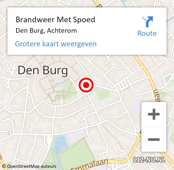 Locatie op kaart van de 112 melding: Brandweer Met Spoed Naar Den Burg, Achterom op 3 februari 2023 23:40