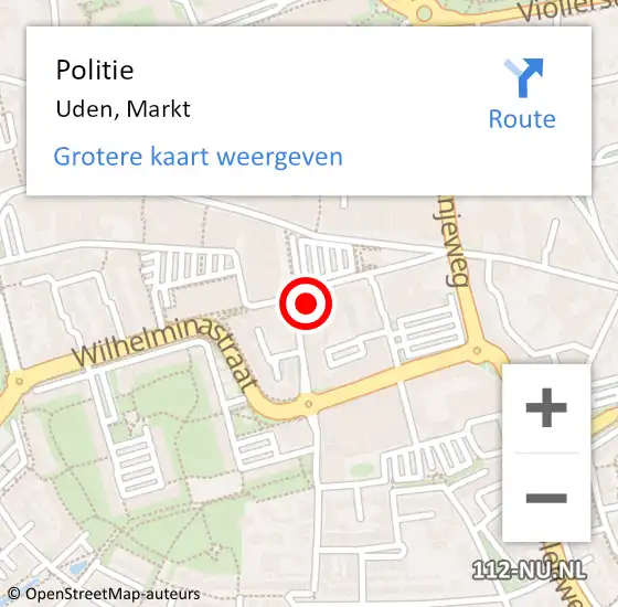 Locatie op kaart van de 112 melding: Politie Uden, Markt op 3 februari 2023 23:51