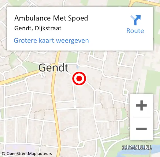 Locatie op kaart van de 112 melding: Ambulance Met Spoed Naar Gendt, Dijkstraat op 4 februari 2023 00:42