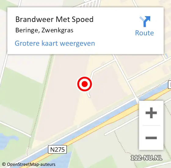 Locatie op kaart van de 112 melding: Brandweer Met Spoed Naar Beringe, Zwenkgras op 4 februari 2023 01:28