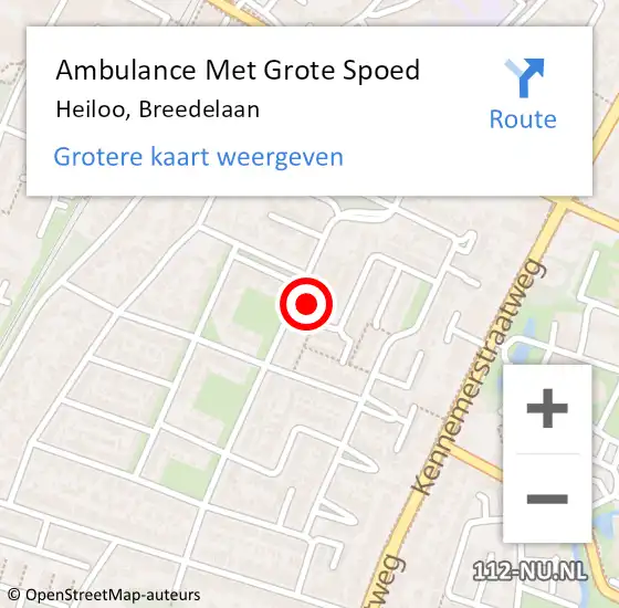 Locatie op kaart van de 112 melding: Ambulance Met Grote Spoed Naar Heiloo, Breedelaan op 4 februari 2023 02:11