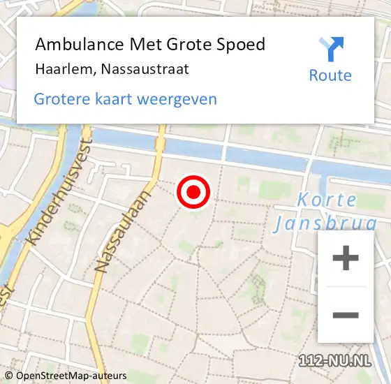 Locatie op kaart van de 112 melding: Ambulance Met Grote Spoed Naar Haarlem, Nassaustraat op 4 februari 2023 03:06