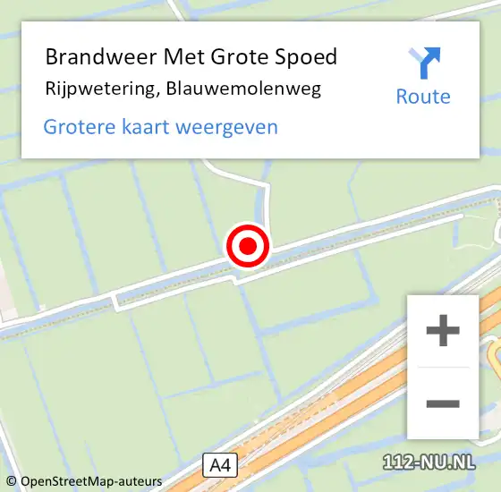 Locatie op kaart van de 112 melding: Brandweer Met Grote Spoed Naar Rijpwetering, Blauwemolenweg op 4 februari 2023 03:19