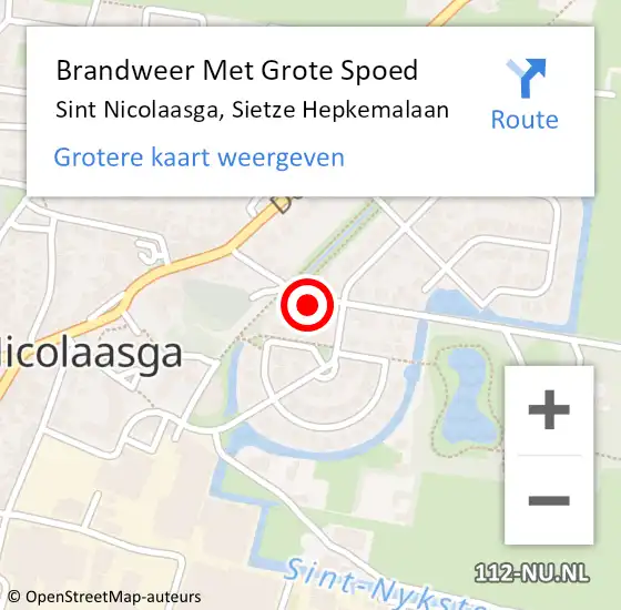 Locatie op kaart van de 112 melding: Brandweer Met Grote Spoed Naar Sint Nicolaasga, Sietze Hepkemalaan op 4 februari 2023 04:01