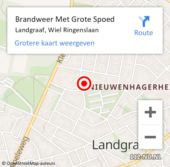 Locatie op kaart van de 112 melding: Brandweer Met Grote Spoed Naar Landgraaf, Wiel Ringenslaan op 4 februari 2023 05:17