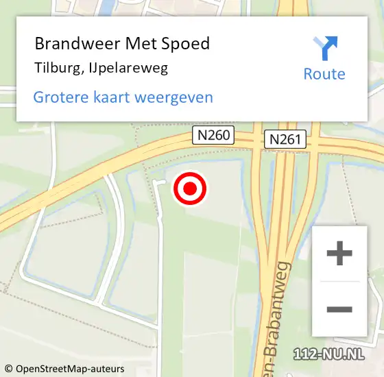 Locatie op kaart van de 112 melding: Brandweer Met Spoed Naar Tilburg, IJpelareweg op 4 februari 2023 05:33