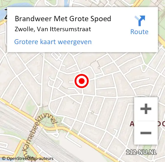 Locatie op kaart van de 112 melding: Brandweer Met Grote Spoed Naar Zwolle, Van Ittersumstraat op 4 februari 2023 05:40