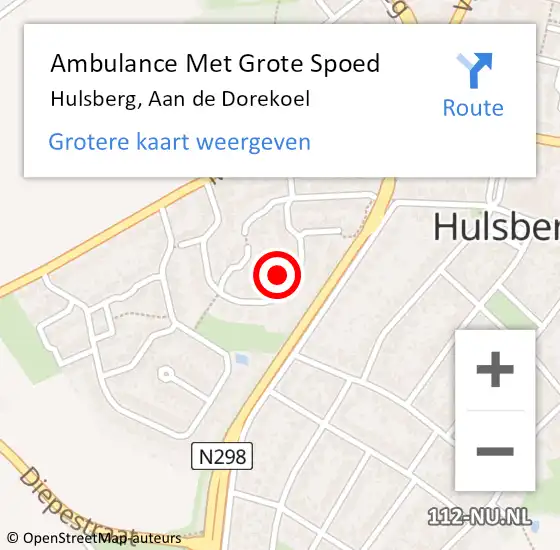 Locatie op kaart van de 112 melding: Ambulance Met Grote Spoed Naar Hulsberg, Aan de Dorekoel op 14 augustus 2014 12:26