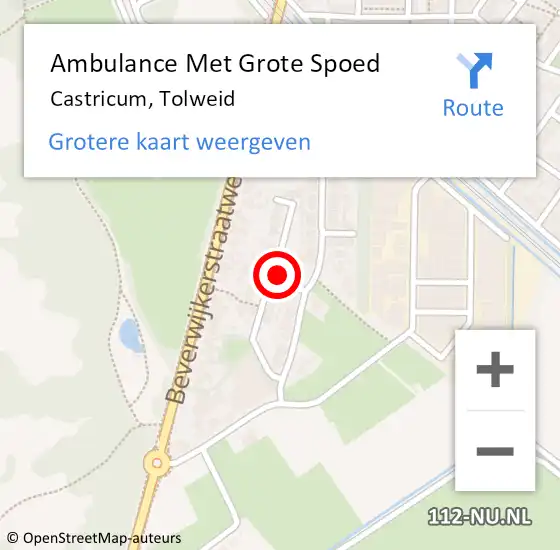 Locatie op kaart van de 112 melding: Ambulance Met Grote Spoed Naar Castricum, Tolweid op 4 februari 2023 07:37