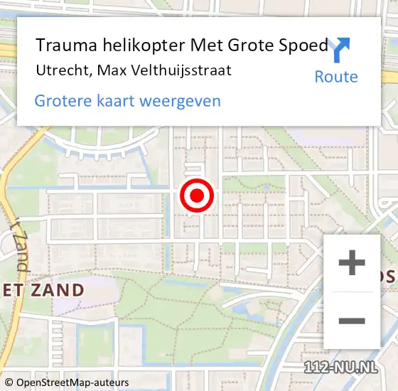 Locatie op kaart van de 112 melding: Trauma helikopter Met Grote Spoed Naar Utrecht, Max Velthuijsstraat op 4 februari 2023 08:06