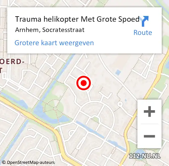 Locatie op kaart van de 112 melding: Trauma helikopter Met Grote Spoed Naar Arnhem, Socratesstraat op 4 februari 2023 08:22