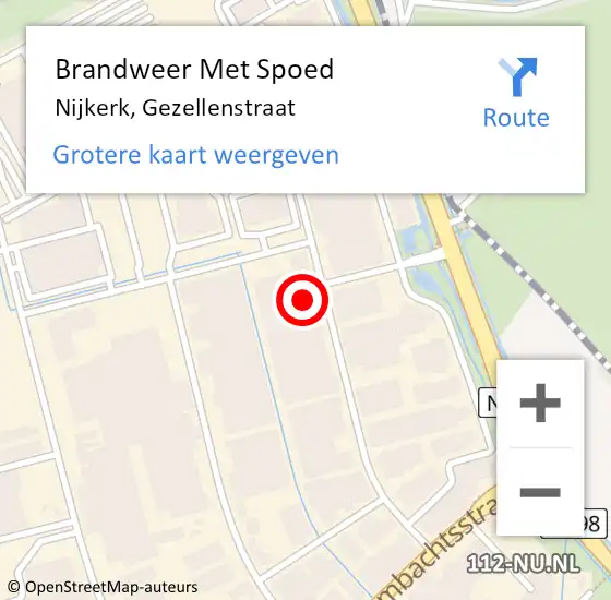 Locatie op kaart van de 112 melding: Brandweer Met Spoed Naar Nijkerk, Gezellenstraat op 4 februari 2023 09:05