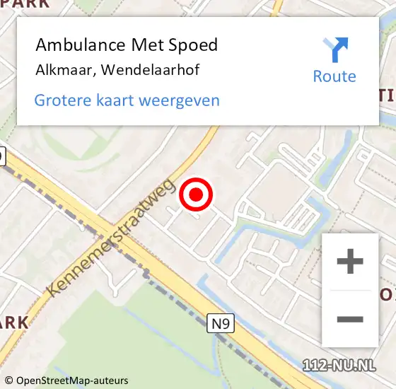 Locatie op kaart van de 112 melding: Ambulance Met Spoed Naar Alkmaar, Wendelaarhof op 4 februari 2023 09:46