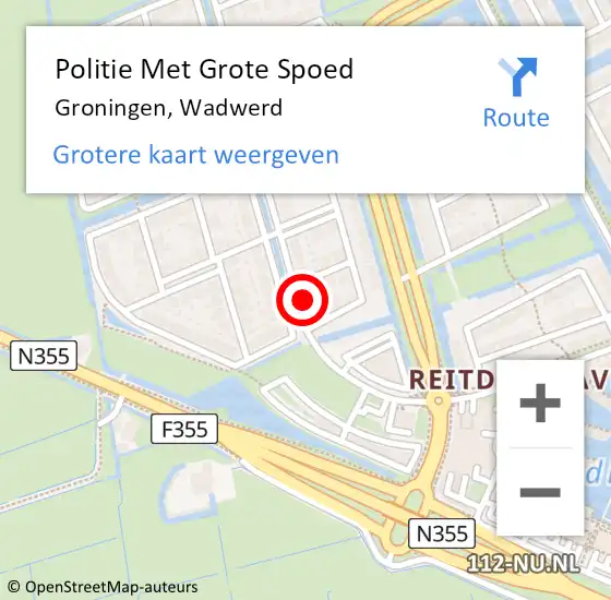Locatie op kaart van de 112 melding: Politie Met Grote Spoed Naar Groningen, Wadwerd op 4 februari 2023 09:58