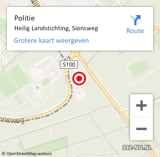 Locatie op kaart van de 112 melding: Politie Heilig Landstichting, Sionsweg op 4 februari 2023 10:14