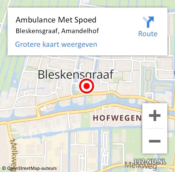 Locatie op kaart van de 112 melding: Ambulance Met Spoed Naar Bleskensgraaf, Amandelhof op 4 februari 2023 10:15