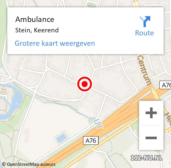 Locatie op kaart van de 112 melding: Ambulance Stein, Keerend op 14 augustus 2014 12:38