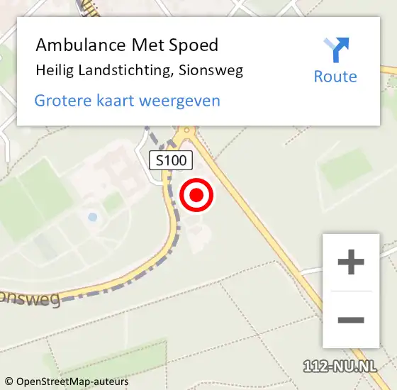 Locatie op kaart van de 112 melding: Ambulance Met Spoed Naar Heilig Landstichting, Sionsweg op 4 februari 2023 10:19