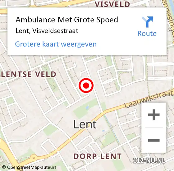 Locatie op kaart van de 112 melding: Ambulance Met Grote Spoed Naar Lent, Visveldsestraat op 4 februari 2023 10:56