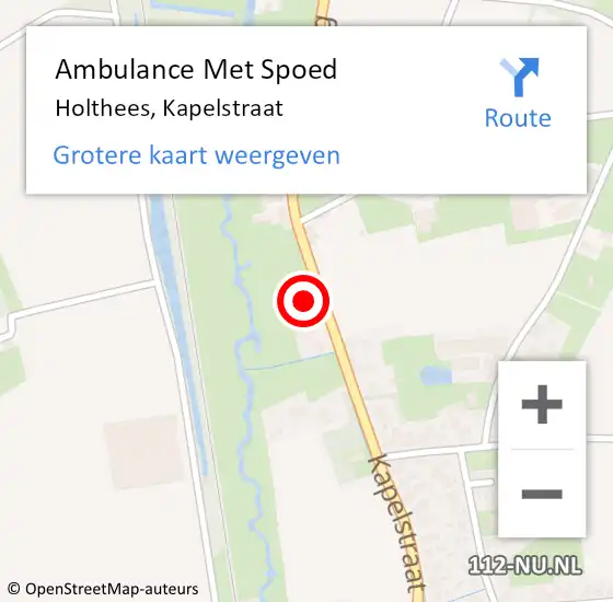 Locatie op kaart van de 112 melding: Ambulance Met Spoed Naar Holthees, Kapelstraat op 14 augustus 2014 12:46