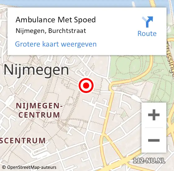 Locatie op kaart van de 112 melding: Ambulance Met Spoed Naar Nijmegen, Burchtstraat op 4 februari 2023 11:20