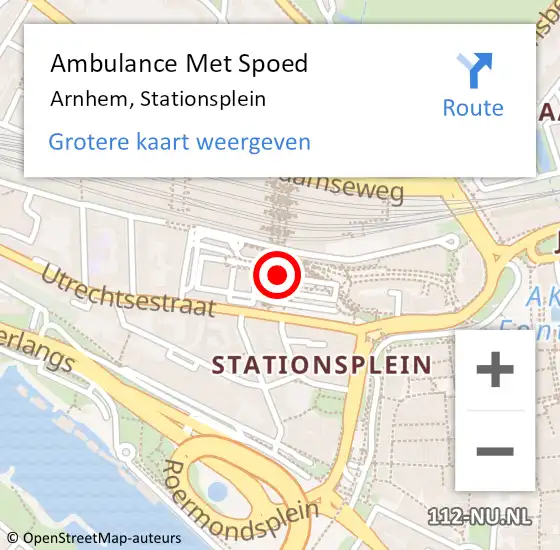Locatie op kaart van de 112 melding: Ambulance Met Spoed Naar Arnhem, Stationsplein op 4 februari 2023 11:35