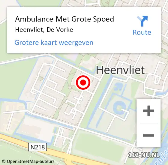 Locatie op kaart van de 112 melding: Ambulance Met Grote Spoed Naar Heenvliet, De Vorke op 4 februari 2023 11:44