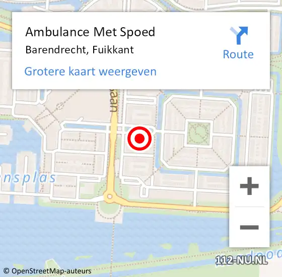 Locatie op kaart van de 112 melding: Ambulance Met Spoed Naar Barendrecht, Fuikkant op 4 februari 2023 11:50