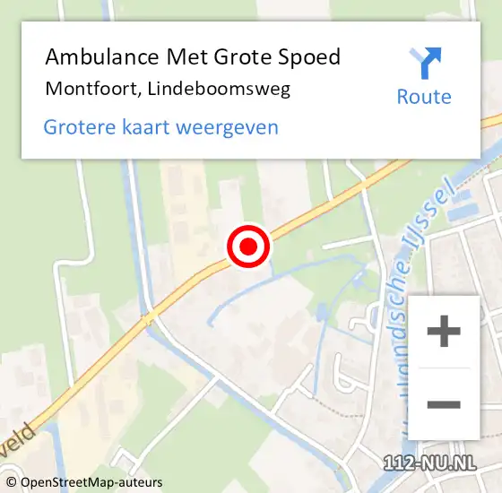 Locatie op kaart van de 112 melding: Ambulance Met Grote Spoed Naar Montfoort, Lindeboomsweg op 14 augustus 2014 12:53