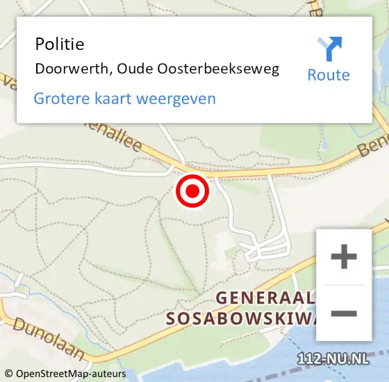 Locatie op kaart van de 112 melding: Politie Doorwerth, Oude Oosterbeekseweg op 4 februari 2023 11:53