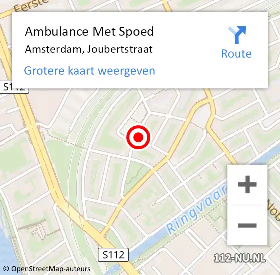 Locatie op kaart van de 112 melding: Ambulance Met Spoed Naar Amsterdam, Joubertstraat op 4 februari 2023 12:17